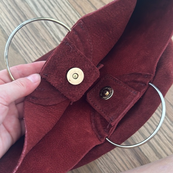 Able Deep Burgundy Red Suede Bag - Picture 5 of 7